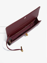 Croc-Embossed Clutch with Top Handle & Strap