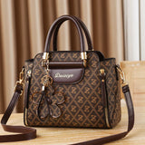Zairia Signature Print Satchel – Classic PU Leather Handbag