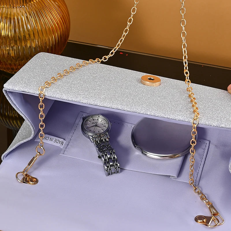 Noctelle Sequin Clutch – Evening Envelope Bag with Metallic Accent