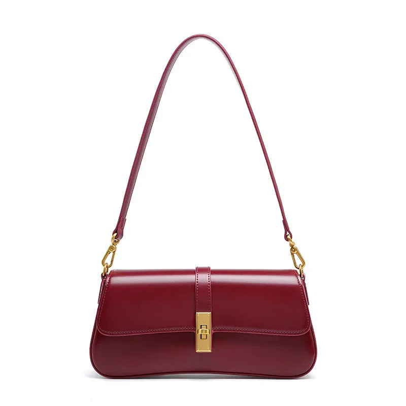 Noëlle Compact Sculpted Leather Baguette Bag