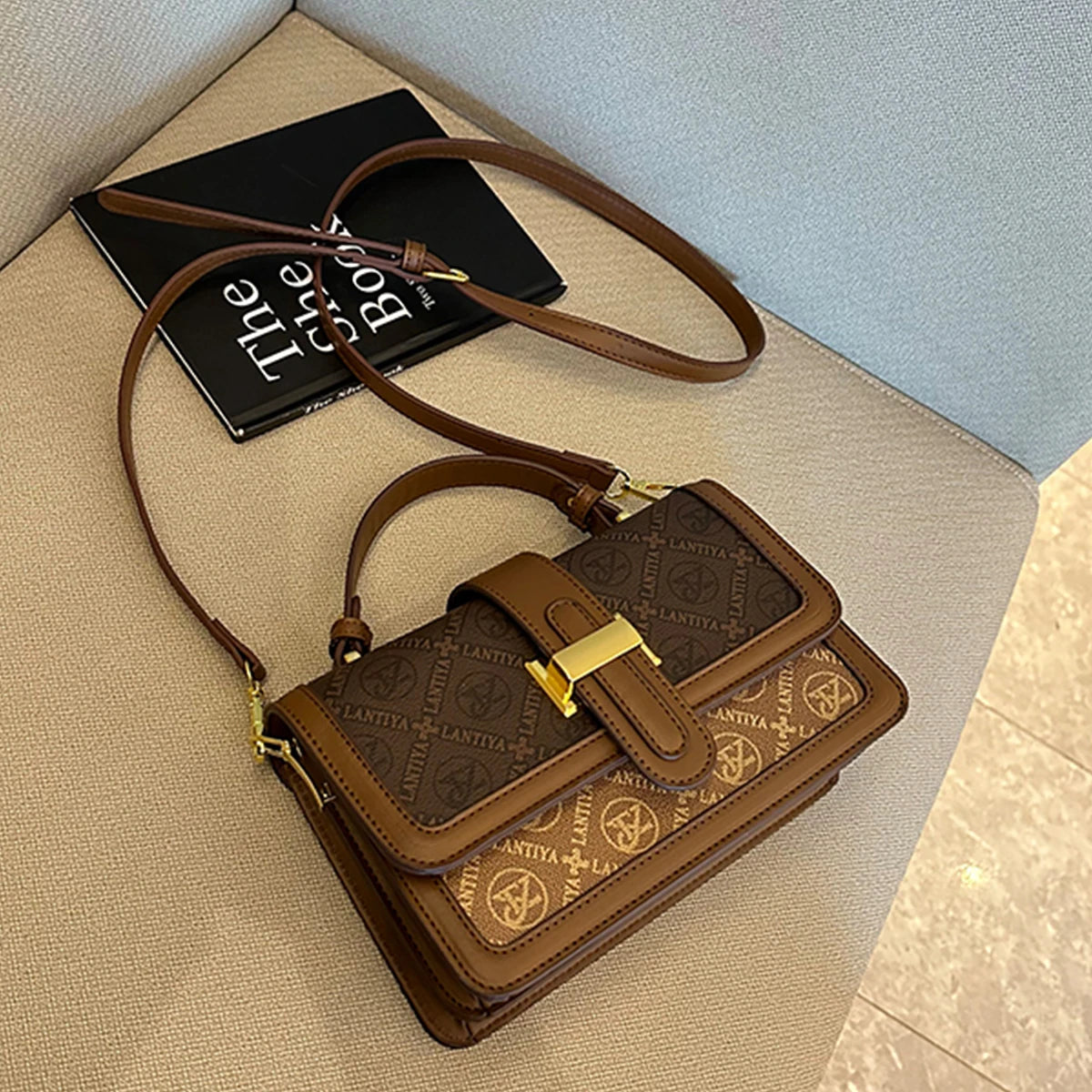 Lettrisse Flap Bag – Vintage-Inspired Crossbody with Monogram Print