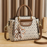 Zairia Signature Print Satchel – Classic PU Leather Handbag