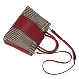 Vernara Colorblock Tote – Structured Houndstooth Cowhide Handbag with Pearl Accent