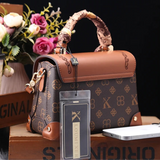Mini Monogram Satchel with Scarf Handle & Gold Clasp