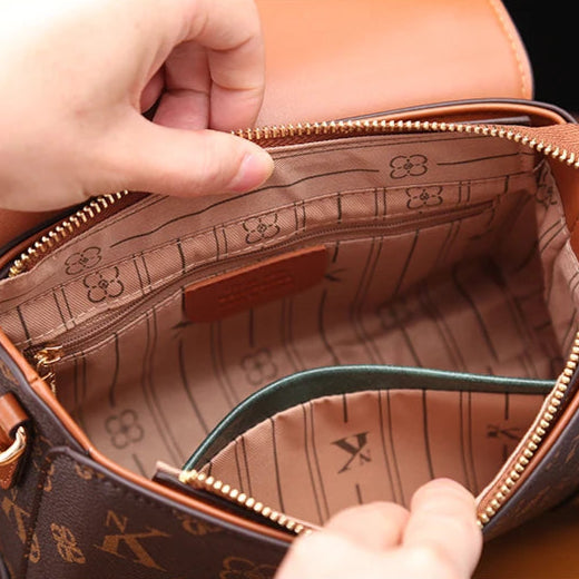 Mini Monogram Satchel with Scarf Handle & Gold Clasp
