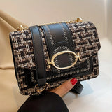 Bellisse Tweed Crossbody – Mini Chain Bag with Buckle Detail