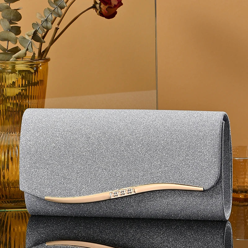 Noctelle Sequin Clutch – Evening Envelope Bag with Metallic Accent