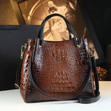 Croc-Embossed Genuine Leather Tote for Work & Daily Style
