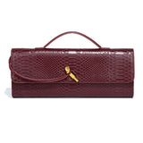 Croc-Embossed Clutch with Top Handle & Strap