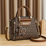 Zairia Signature Print Satchel – Classic PU Leather Handbag