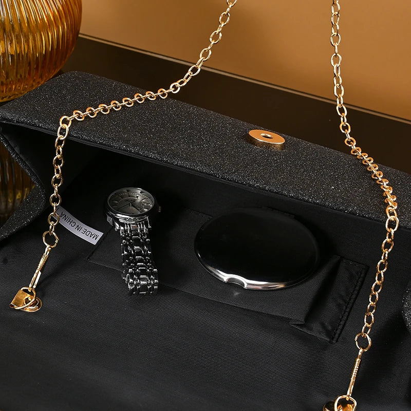 Noctelle Sequin Clutch – Evening Envelope Bag with Metallic Accent