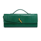 Croc-Embossed Clutch with Top Handle & Strap