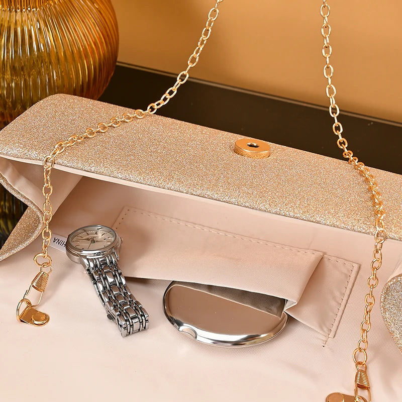 Noctelle Sequin Clutch – Evening Envelope Bag with Metallic Accent