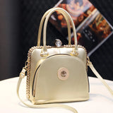 Serelina Crystal Shell Bag – Glossy Leather Evening Handbag
