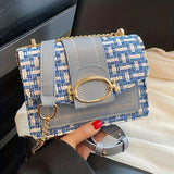 Bellisse Tweed Crossbody – Mini Chain Bag with Buckle Detail