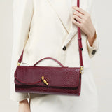 Croc-Embossed Clutch with Top Handle & Strap