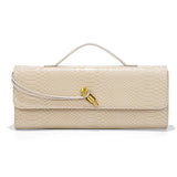 Croc-Embossed Clutch with Top Handle & Strap