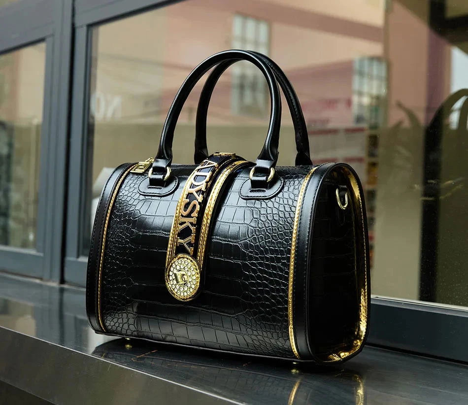 Seraphina Croc Boston Bag - Vellegra