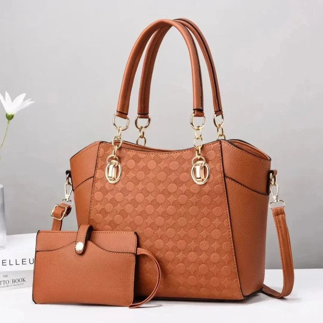 Serena Embossed Tote Set - Vellegra
