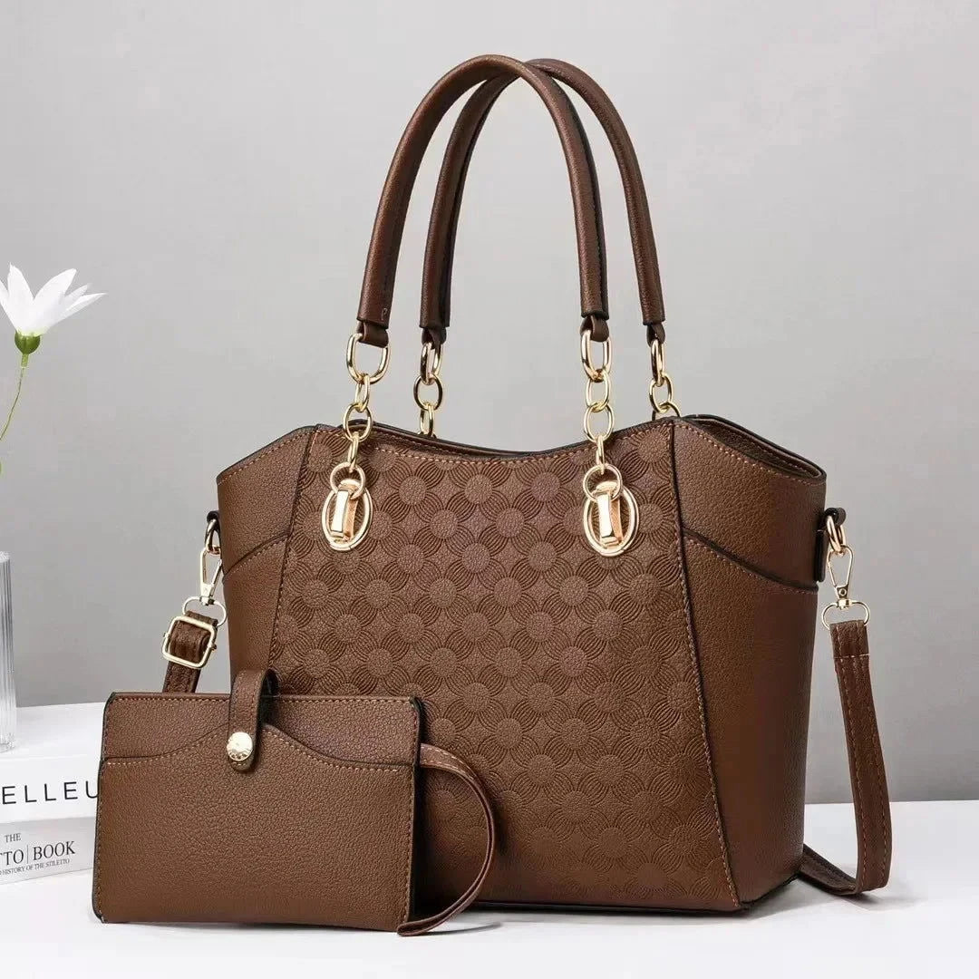 Serena Embossed Tote Set - Vellegra