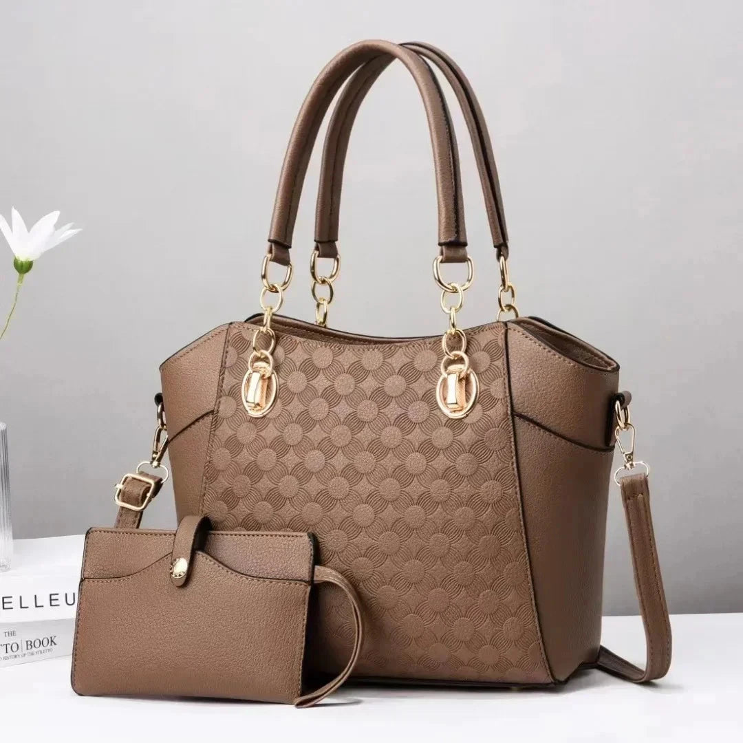 Serena Embossed Tote Set - Vellegra