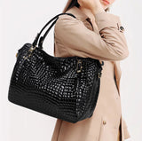 Valmara Croc Tote – Cowhide Leather Everyday Bag with Embossed Texture