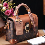 Mini Monogram Satchel with Scarf Handle & Gold Clasp