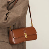 Noëlle Compact Sculpted Leather Baguette Bag