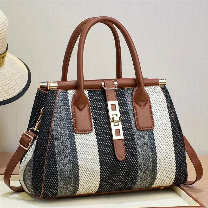 Solara Woven Stripe Satchel - Vellegra