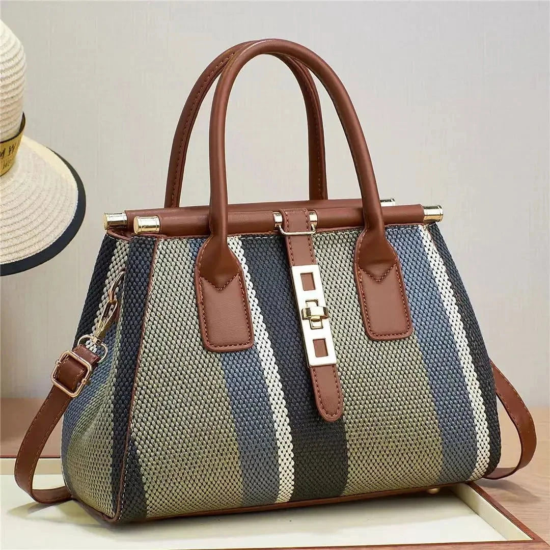 Solara Woven Stripe Satchel - Vellegra