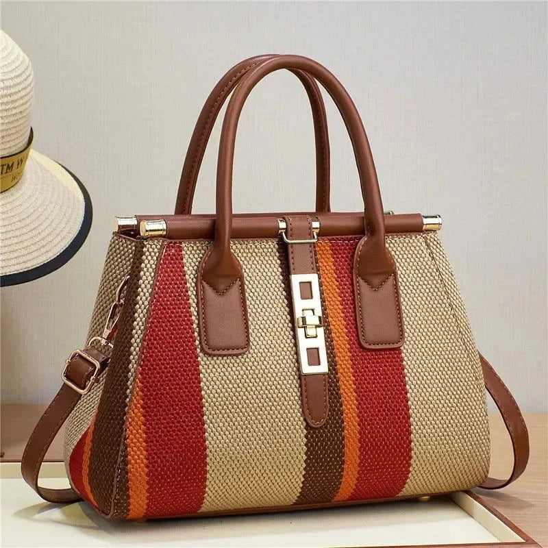 Solara Woven Stripe Satchel - Vellegra