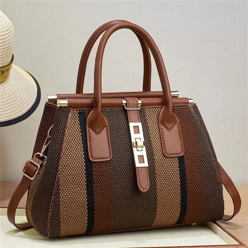 Solara Woven Stripe Satchel - Vellegra