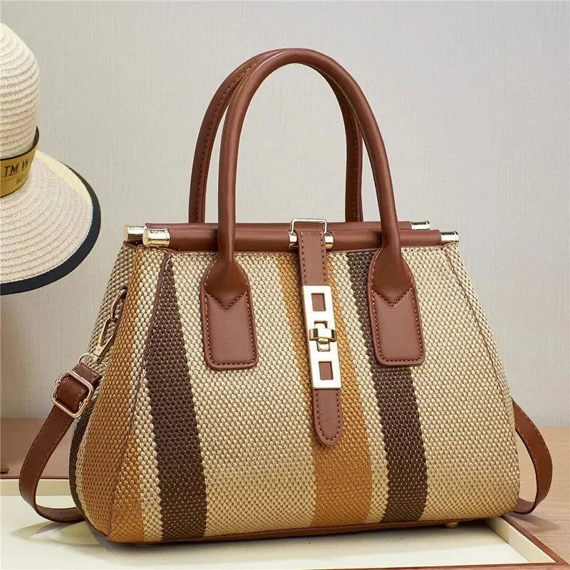 Solara Woven Stripe Satchel - Vellegra