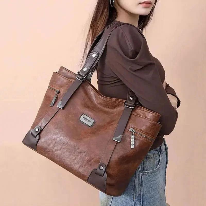 Sorellina Vintage Structured Leather Tote - Vellegra