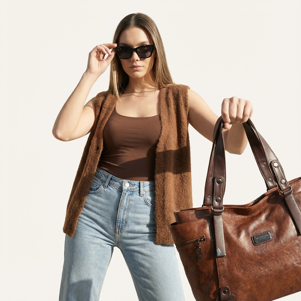 Sorellina Vintage Structured Leather Tote - Vellegra