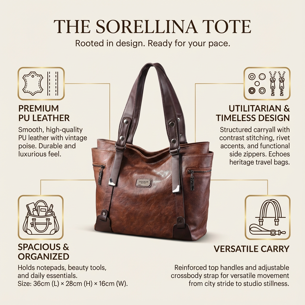 Sorellina Vintage Structured Leather Tote - Vellegra