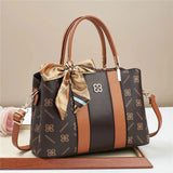 Striped Panel Scarf Handle Tote - VELLEGRA