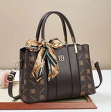 Striped Panel Scarf Handle Tote - VELLEGRA