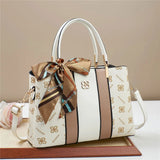Striped Panel Scarf Handle Tote - VELLEGRA