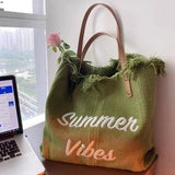 Summer Vibes Canvas Tote for Beach and Casual Days - Vellegra