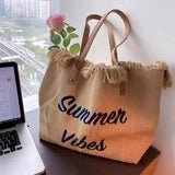 Summer Vibes Canvas Tote for Beach and Casual Days - Vellegra
