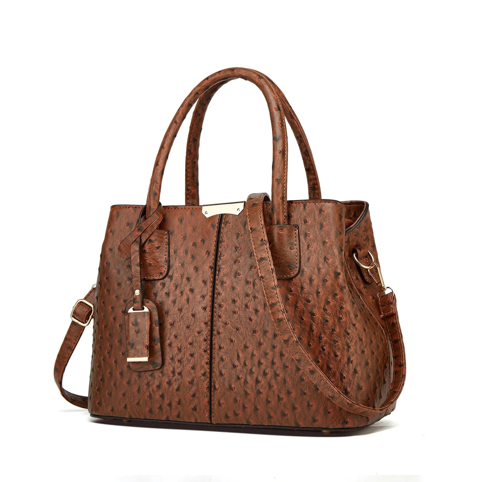 Textured Tag Detail Crossbody Satchel - VELLEGRA