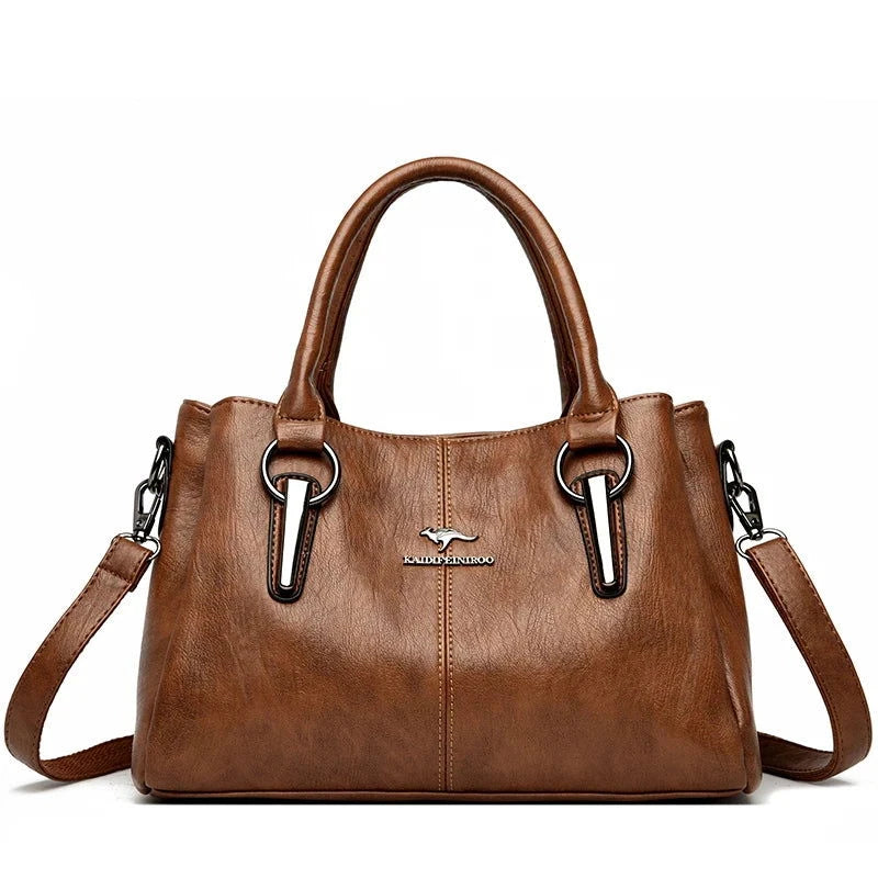 Triple Zip Soft Leather Shoulder Tote - VELLEGRA