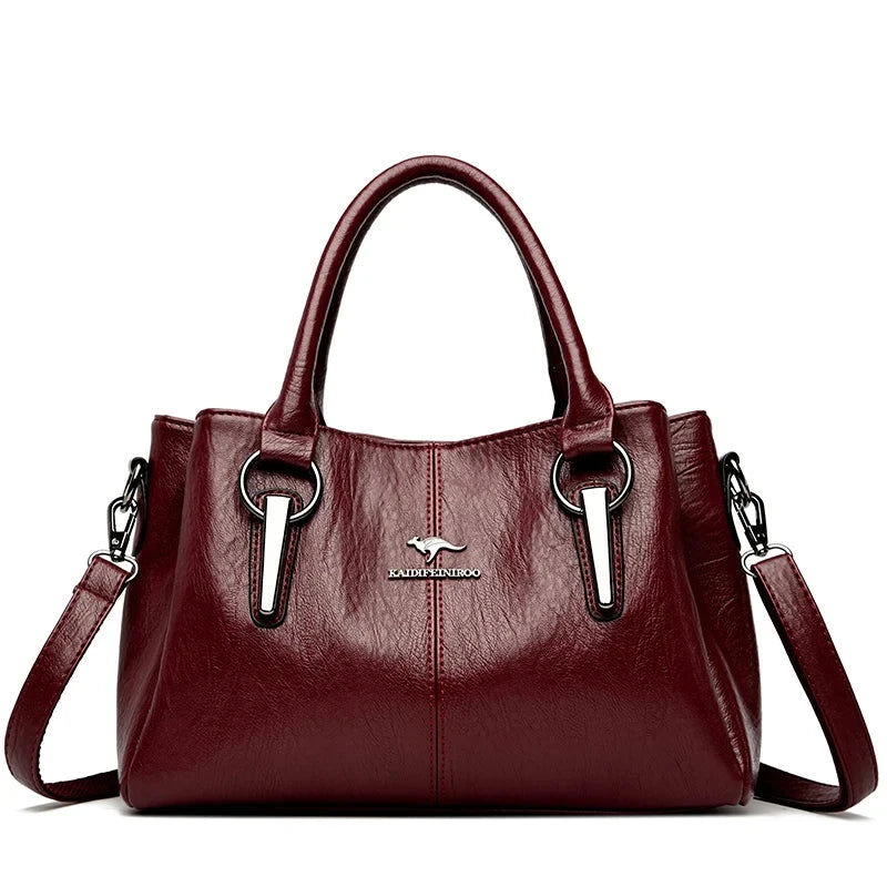 Triple Zip Soft Leather Shoulder Tote - VELLEGRA