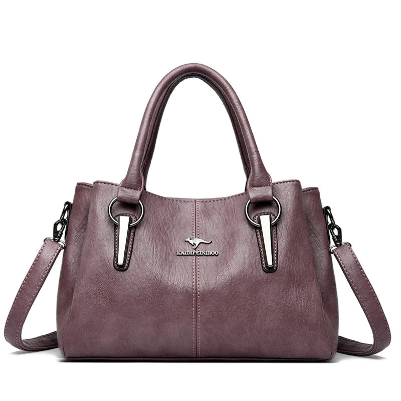 Triple Zip Soft Leather Shoulder Tote - VELLEGRA