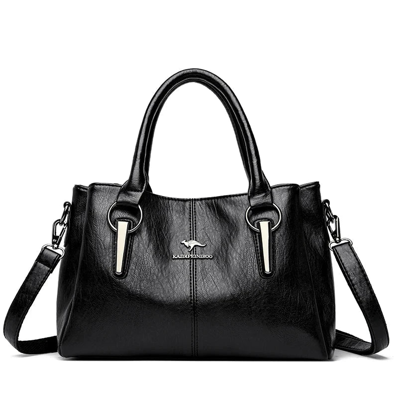 Triple Zip Soft Leather Shoulder Tote - VELLEGRA