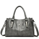 Triple Zip Soft Leather Shoulder Tote - VELLEGRA