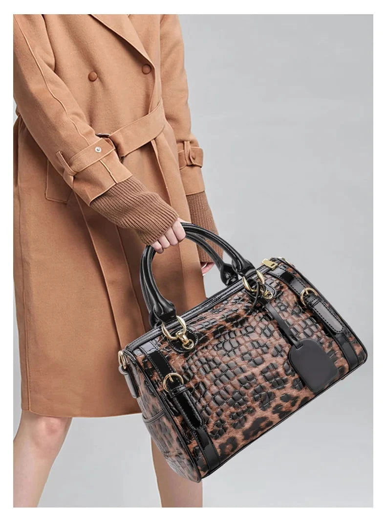 Valmira Fierce Embossed Leather Boston Bag - Vellegra