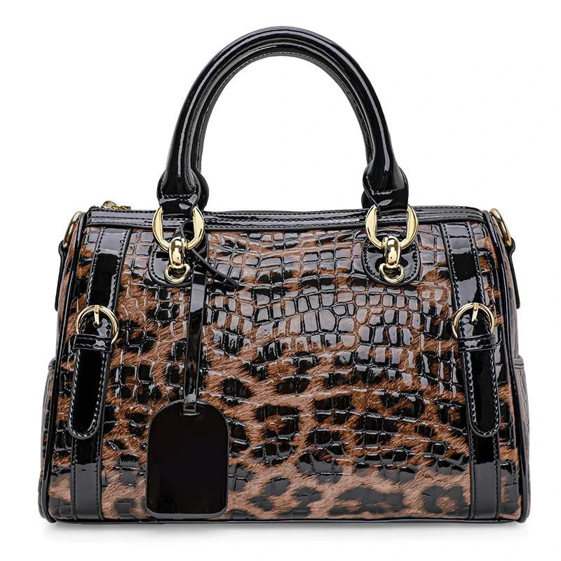 Valmira Fierce Embossed Leather Boston Bag - Vellegra