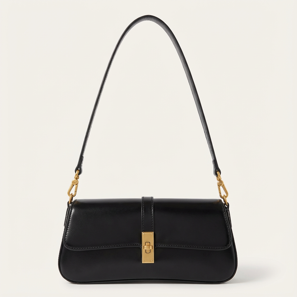 Noëlle Compact Sculpted Leather Baguette Bag